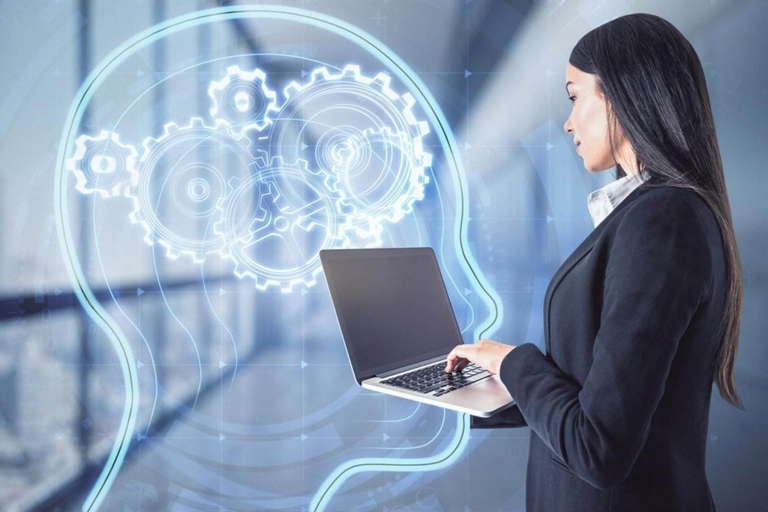 Analyst using AI on a laptop to review third-party vendor risk in a UAE office